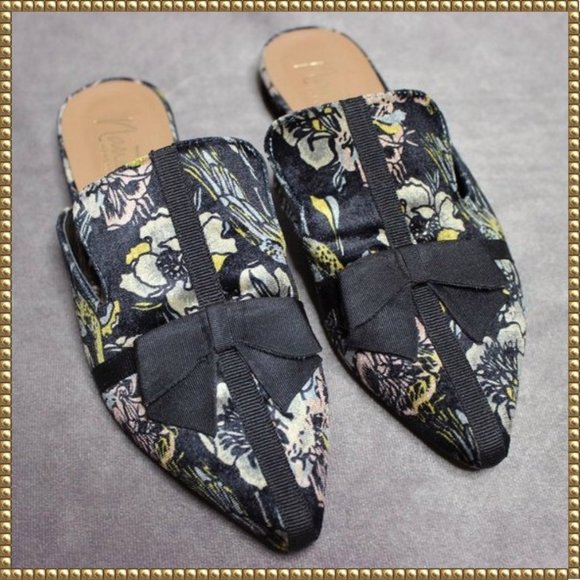 Nanette Lepore Allegra Bow Velvet Mule Slide Sz 7 - Picture 2 of 10